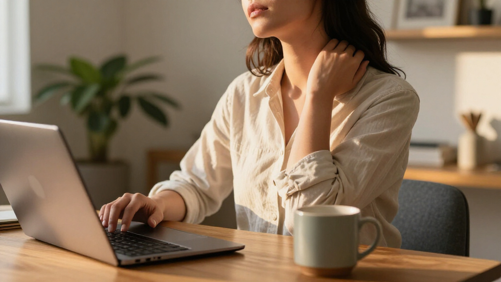 Three Of The Best Exercises For Tech Neck—and You Can Do Them All At Your Desk